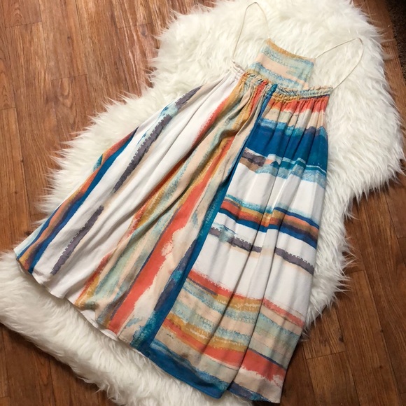 Free People Painted Striped Mini Dress Sz S - Picture 2 of 5